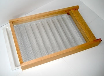 screened bottom board with beetle trap